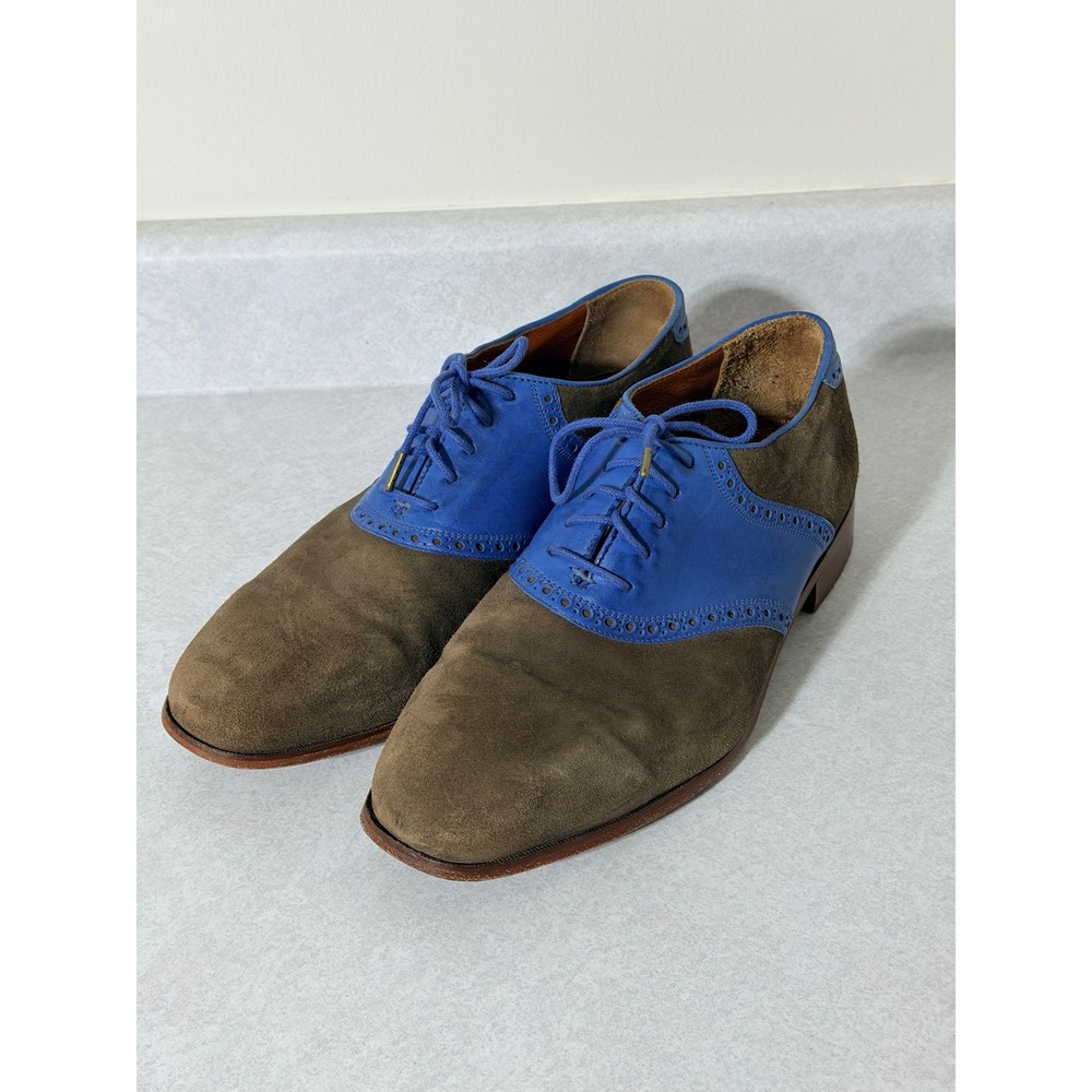 Florsheim by Duckie Brown Mens 10 Brown Suede‎ Blue Leather Saddle Shoes 19005-